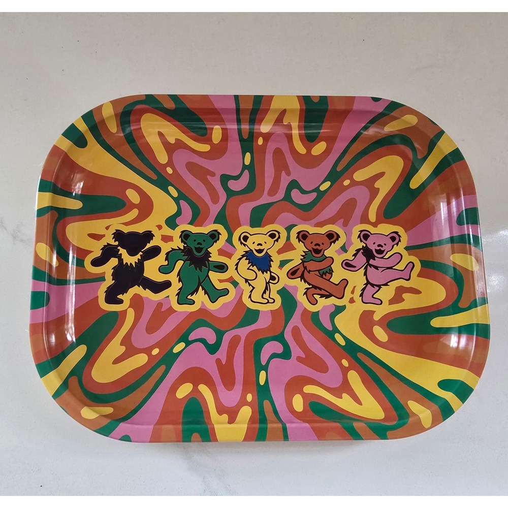 Blazy Susan Grateful Dead Rolling Tray Dancing Bears Psychedelic Metal Gold 2023